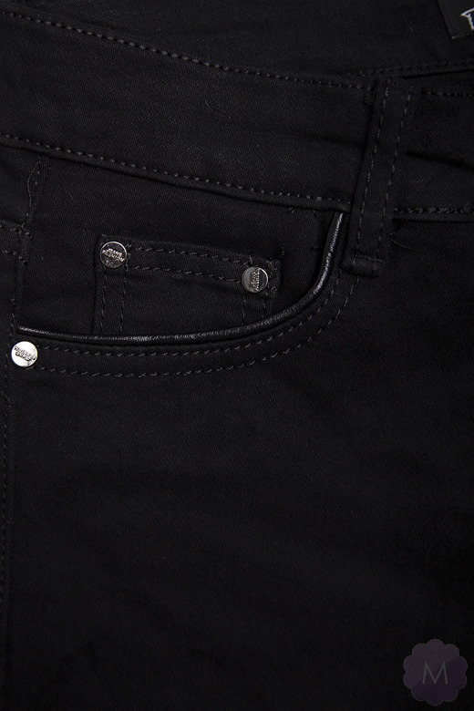 Czarne damskie jeansy rurki z wyższym stanem (S618)