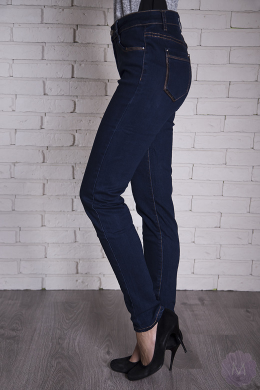 Elastyczne spodnie jeansowe rurki kolor granatowy firmy Vavell (JG-9009)