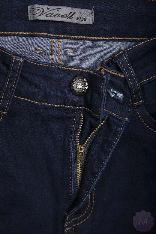 Elastyczne spodnie jeansowe rurki kolor granatowy firmy Vavell (JG-9009)