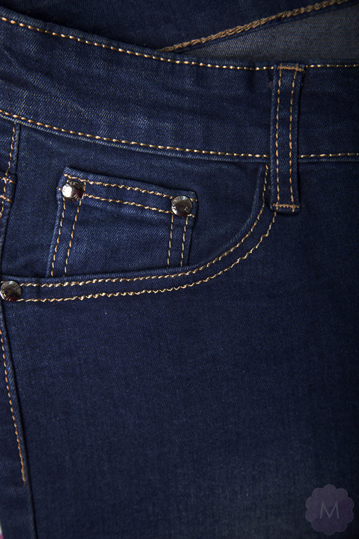 Spodnie jeansowe rurki kolor granatowy z wyższym stanem  (S463)