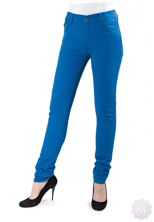 Spodnie jeansowe rurki kolor niebieski z wyższym stanem