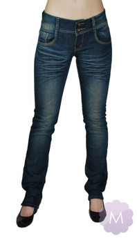 Spodnie jeansowe brudne wycierane na dwa guziki