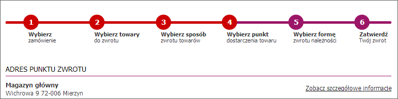Wybierz punkt dostarczenia zwrotu