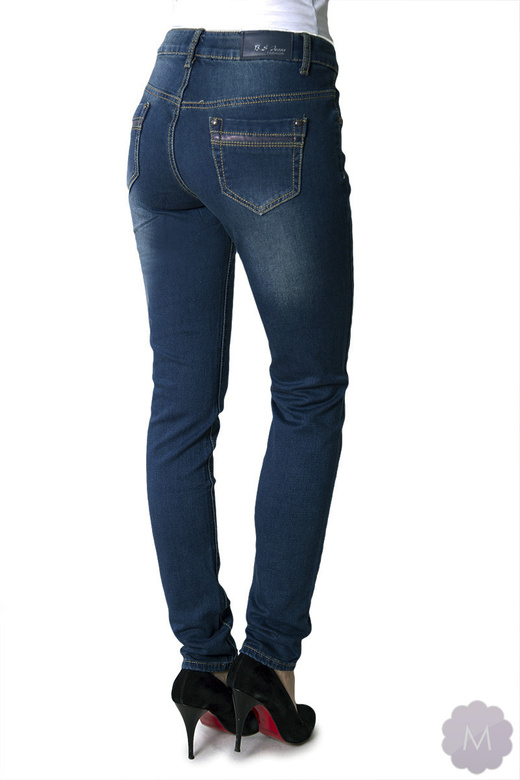 Spodnie jeansy rurki granatowe z wyższym stanem PUSH-UP (M6162)