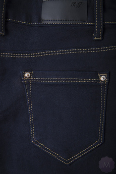 Spodnie jeansowe damskie rurki z wyższym stanem ciemno granatowe PUSH-UP