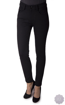 Ocieplane spodnie leginsy rurki czarne z wyższym stanem (A5802-1)