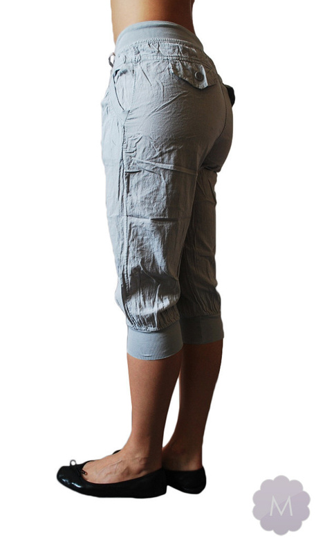 Damskie letnie spodenki szare ze ściągaczem 100% bawełny