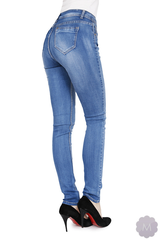 Spodnie mocne rurki damskie jeansowe z wyższym stanem (PTL-S2501)