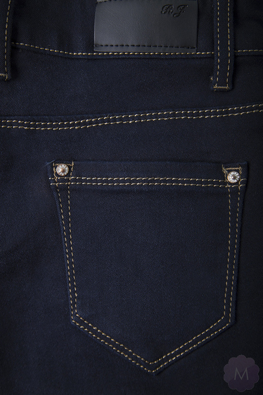 Spodnie jeansowe damskie rurki z wyższym stanem ciemno granatowe PUSH-UP