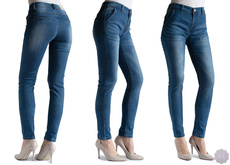 Spodnie jeansy rurki niebieskie z wyższym stanem PUSH-UP (M6534)