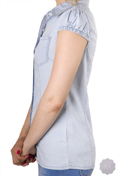 Damska koszula jeansowa jasno niebieska przetarta 