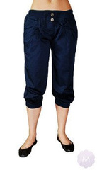 Elastyczne damskie spodenki alladynki granatowe ze ściągaczem