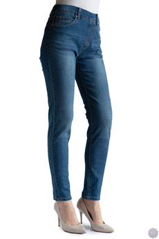 Spodnie jeans damskie rurki z wysokim stanem pas ze ściągaczem  (Y-6667)