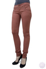 Spodnie jeansowe rurki biodrówki ceglaste