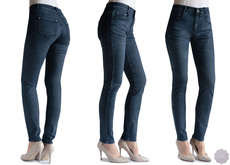 Spodnie jeansy rurki atramentowe wytarte z wyższym stanem PUSH-UP (M6748)