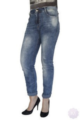 Damskie spodnie jeansy wycierane i drapane firmy LAULIA (D6492)