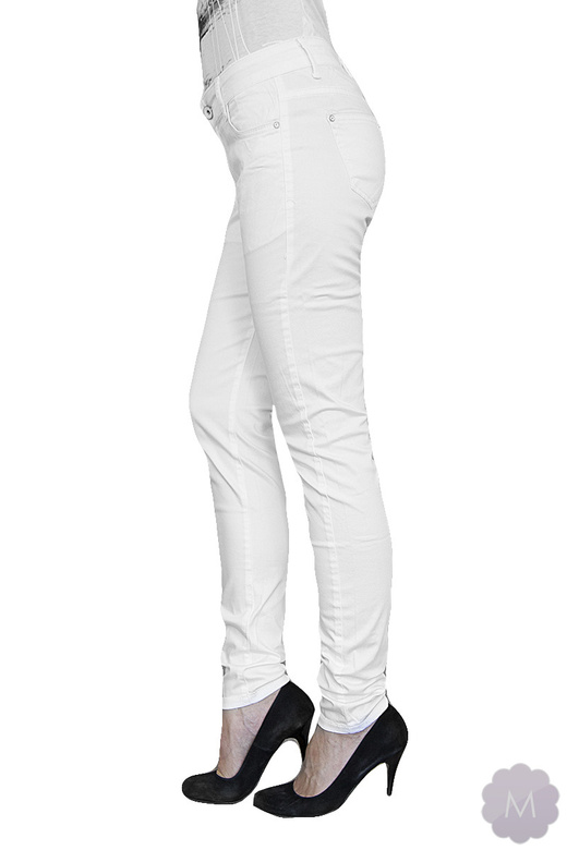 Damskie spodnie jeansowe rurki białe z wyższym stanem (S3035-1)