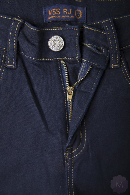 Spodnie jeansowe damskie rurki z wyższym stanem ciemno granatowe PUSH-UP