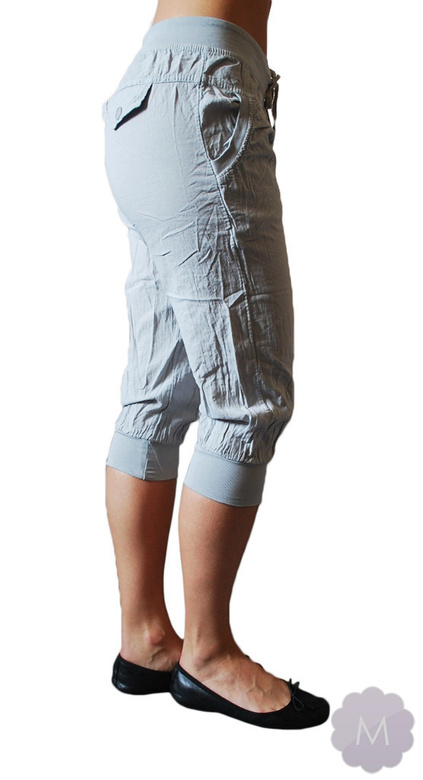 Damskie letnie spodenki szare ze ściągaczem 100% bawełny