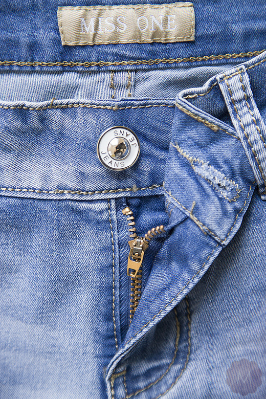 Damskie spodnie rurki jeansowe wycierane wyższe biodrówki (Y253)