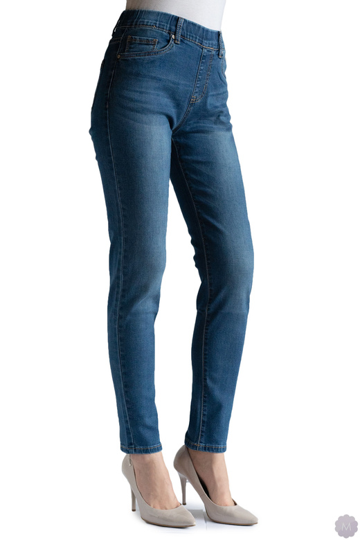Spodnie jeans damskie rurki z wysokim stanem pas ze ściągaczem  (Y-6667)