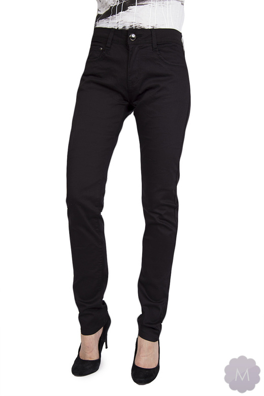 Elastyczne spodnie czarne lekko zwężane z wyższym stanem Goodies (W050)