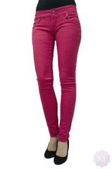 Spodnie jeansowe rurki biodrówki różowe