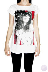 Biała koszulka / tunika OVERSIZE  -  USA