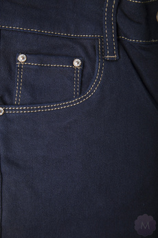 Spodnie jeansowe damskie rurki z wyższym stanem ciemno granatowe PUSH-UP