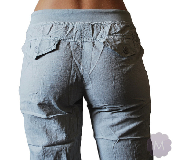 Damskie letnie spodenki szare ze ściągaczem 100% bawełny