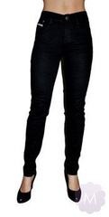 Elastyczne spodnie jeansowe rurki ze średnim stanem czarne