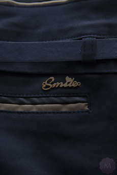 Granatowe eleganckie spodnie rurki z wyższym stanem (H82606)