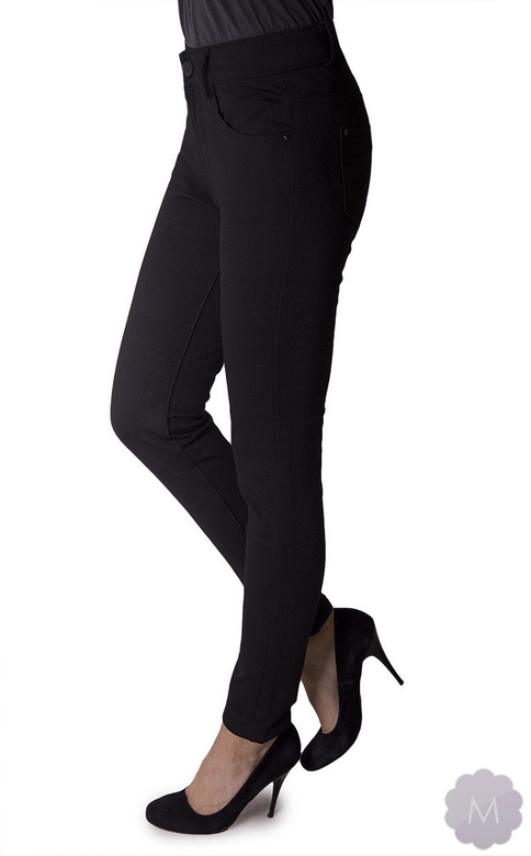 Ocieplane spodnie leginsy rurki czarne z wyższym stanem (A5802-1)