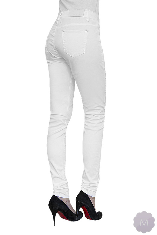 Damskie spodnie jeansowe rurki białe z wyższym stanem (S3035-1)