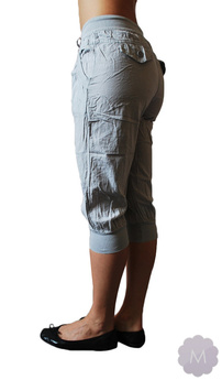 Damskie letnie spodenki szare ze ściągaczem 100% bawełny