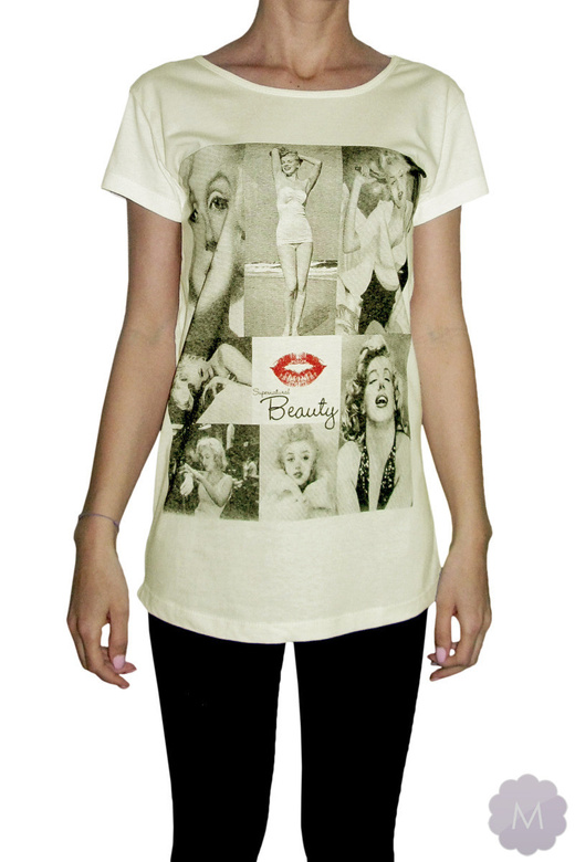 Ecru koszulka / tunika OVERSIZE - MARYLIN