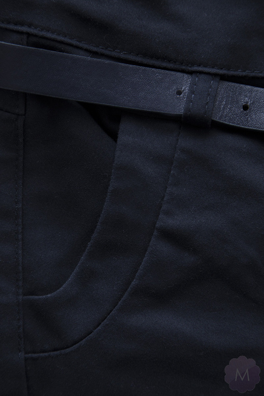 Granatowe eleganckie spodnie rurki z wyższym stanem (H82606)