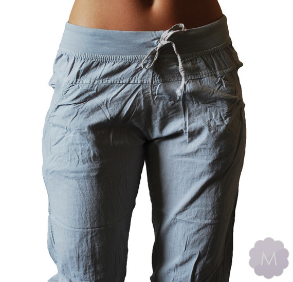 Damskie letnie spodenki szare ze ściągaczem 100% bawełny