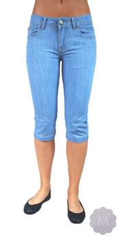 Damskie niebieskie krótkie spodenki jeansowe 
