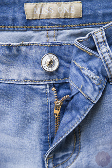 Damskie spodnie rurki jeansowe wycierane wyższe biodrówki (Y253)