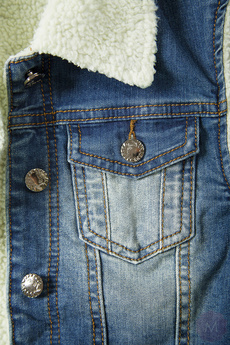 Ocieplana kamizelka jeansowa granatowa lekko przetarta (CW6681)
