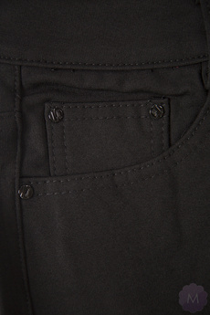 Ocieplane spodnie leginsy rurki czarne z wyższym stanem (A5802-1)