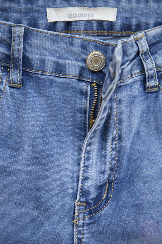 Damskie jasne niebieskie spodnie jeansowe z wysokim stanem (Q328)