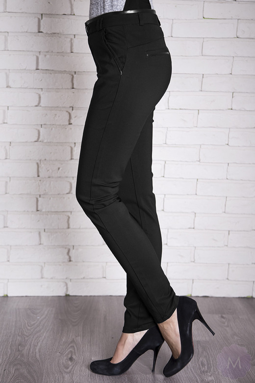 Eleganckie czarne spodnie rurki z wysokim stanem Goodies (Y061-2A)