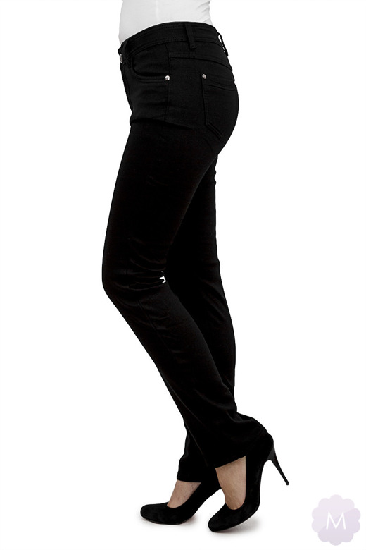 Spodnie ocieplane czarne jeansowe z wyższym stanem (A53-2-B)