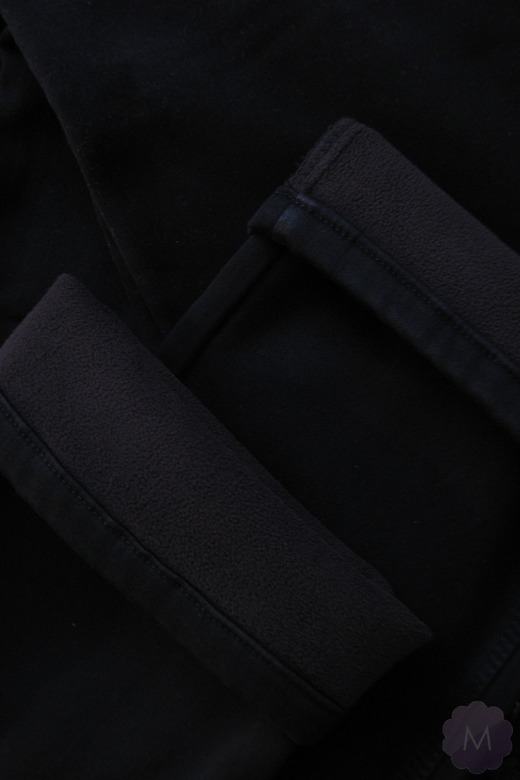 Spodnie ocieplane czarne jeansowe z wyższym stanem (A61-1-B)