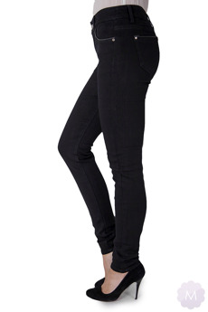 Czarne damskie jeansy rurki z wyższym stanem B.S. (S3112)
