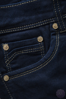 Damskie granatowe spodnie jeansy rurki z wyższym stanem (B-VA311)