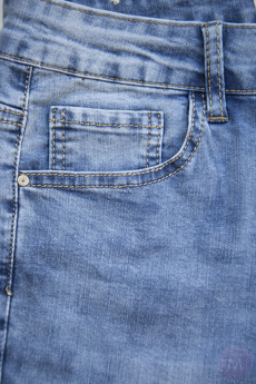 Damskie jasne niebieskie spodnie jeansowe z wysokim stanem (Q328)