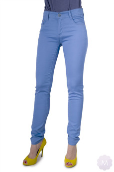 Damskie spodnie jeansowe rurki błękitne z wyższym stanem